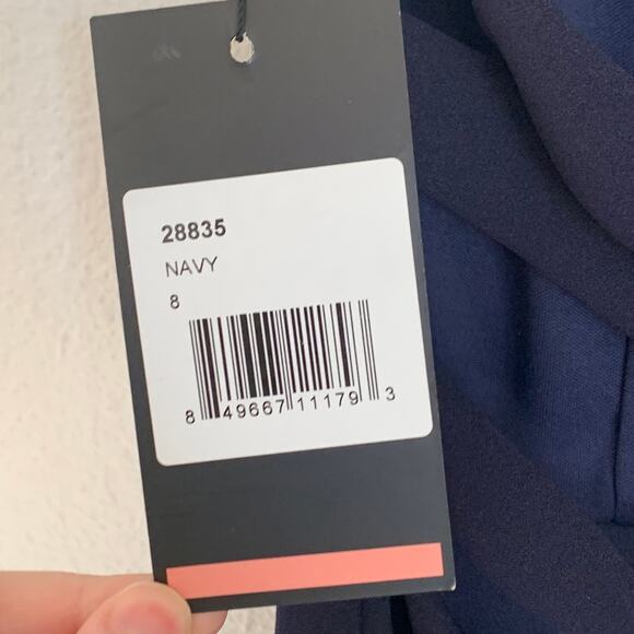 NWT La Femme 28835 Strapless Leg Slit Double Strap Back in Navy Blue - Picture 11 of 11